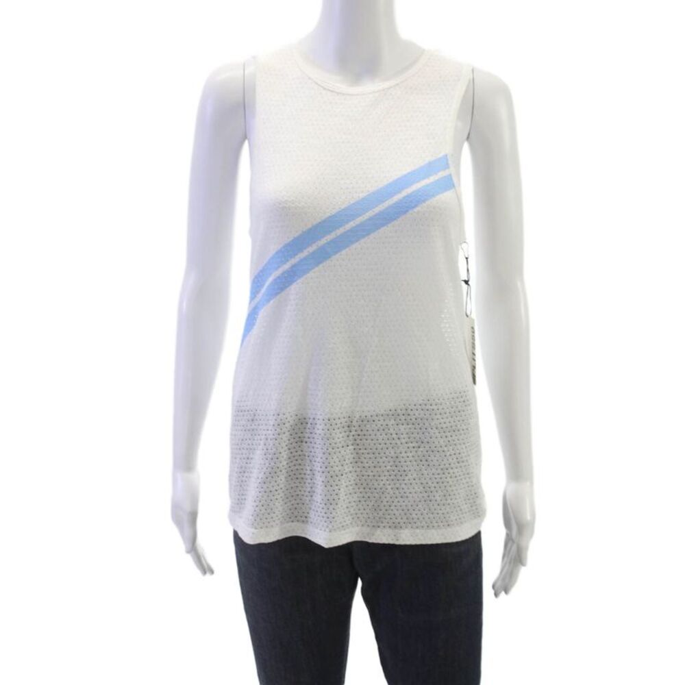 Splits59 Womens Bandit Mesh Sleeveless Tank Top White Blue Size XS